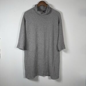 Women's‎ Loft Dress Textured 3/4 Sleeve Mock Neck Grey Size Large Petite